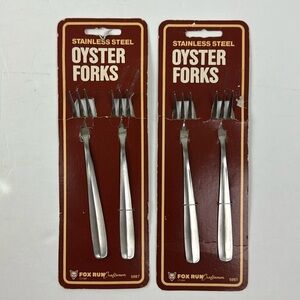 Vtg 1984 Stainless Steel Qyster Forks Fox Run Craftsmen 4 FORKS seafood NEW